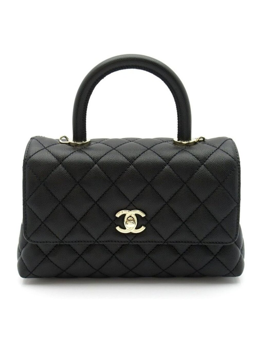 Chanel Coco Handle XS 2-Way Handbag Caviar Leather Black Medium